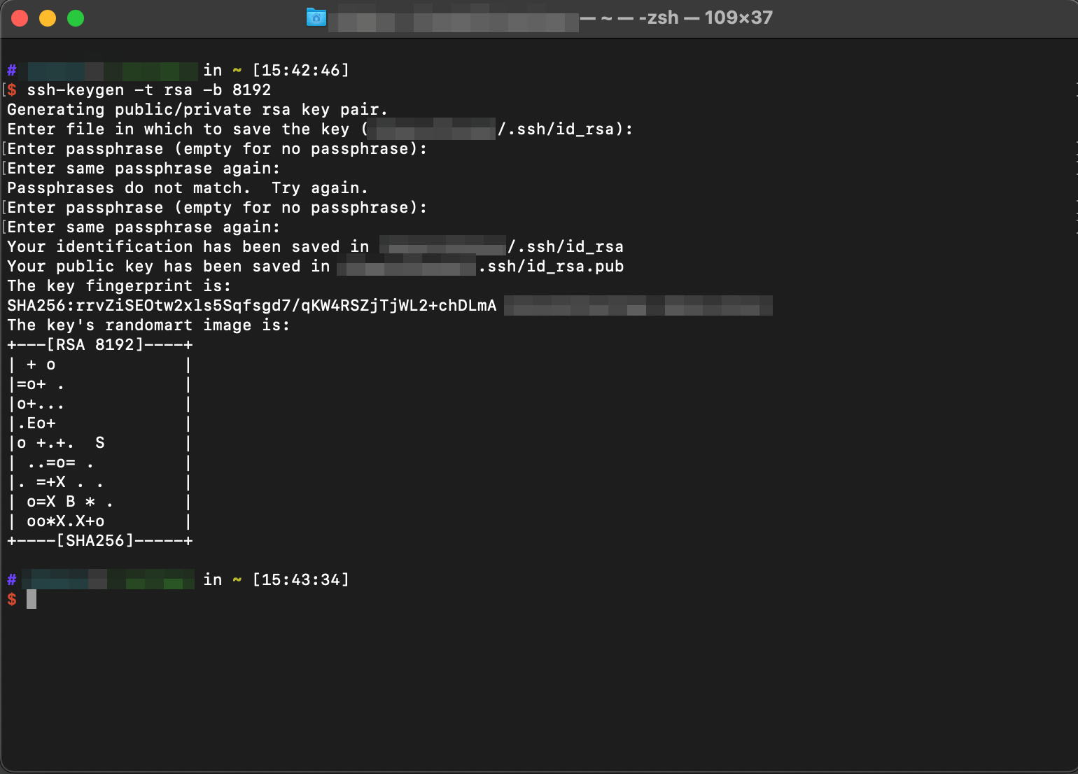 Beispiel ssh key generieren mit rsa 8129 auf dem Mac Terminal